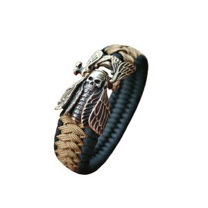 Paracord 1 Set Parte fai da te Paracord Bracciale con chiusura Testa di morte Ottone bianco Cicala EDC Indossare regalo per uomo Donna