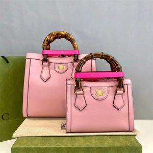 Lady Diana Bamboo large tote shopper bag for women marmont Shoulder Handbag Luxury Designer bags 2sizes top handle mens Leather crossBody clutch Vintage Pink bags
