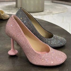 Дизайнерские женские роскошные туфли на высоком каблуке со стразами из овчины, свадебная мода, уличные туфли нестандартной формы на высоком каблуке 10 см
