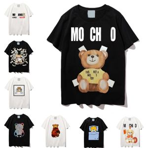 Designer T-shirt Women top T-shirt summer T-shirt Flocking 3D cartoon bear letter embroidery loose short sleeved Men Women beach T-shirt