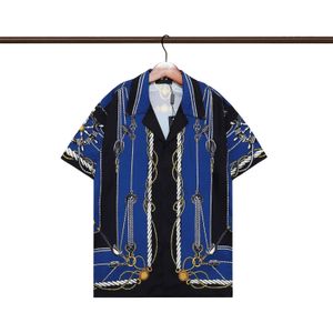 Herren-Urlaubshemd aus Seide mit nautischem Aufdruck in Blau und Gold, lässiges Hawaiihemd mit Knopfverschluss, Strandshorts, Designer-Hawaii-Hemden