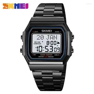 Wristwatches SKMEI 2113 Stopwatch Sports Watch Mens Muslim Prayer Azan Compass Alarm Hijri Islamic Digital Waterproof Men Clock