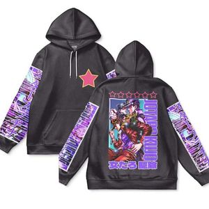 Cosplay Anime Costumes Jojos Fantasy Adventure Anime Hoodie Kujo Jotaro Rollspel Pullover Japan Harajuku Hip Hop Mens bekväma gatukläderc24321