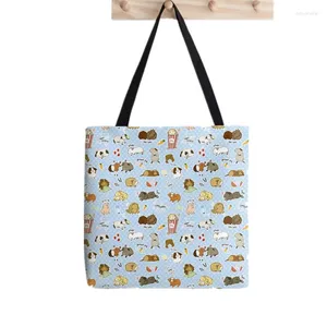 Borse per la spesa 2024 Shopper Guinea Pig Party Cartoni animati Stampa Tote Bag Donna Harajuku Borsa a tracolla per ragazza Lady Canvas