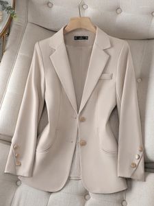 Damenanzüge, Blazer, Damen, Herbst, Winter, Oberbekleidung, formell, beige, weiblich, langärmelig, einreihig, solide Arbeitskleidung, Jackenmantel