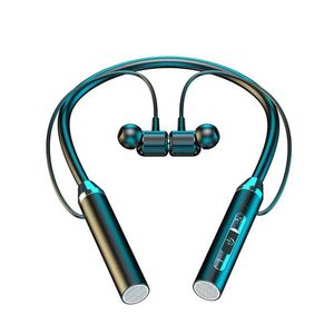 Cell Phone Earphones Wireless Neckband Headphones V5.2 Hifi Stereo Sports Neckband Headset Waterproof Earbuds for Outdoor Running 098 Q240321