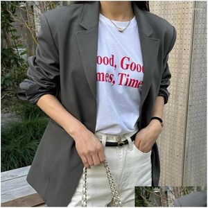 Abiti da donna Blazer stile coreano Primavera Oo Giacca casual a tre bottoni singola Consegna drop Abbigliamento Abbigliamento Otbij