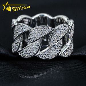 Designer Jewelry Hot Selling Hip Hop S925 VVS Moissanite White gold plated fashion men cuban link rings sterling silver GRA diamond ring