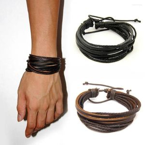 Charm Bracelets Mens Bracelet Woven Leather Hand Made Rope & Bangles With Braided