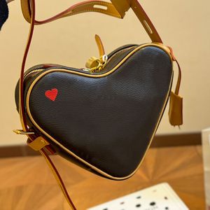 Coração crossbody saco de couro genuíno flor velha carta chave bloqueio fivela fecho zíper bolsas de ombro femininas carteiras de alta qualidade