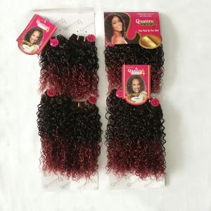 パック愛らしいquattro bebe curl 4pcsオンブルカラーヘア織り、2トーンカラー耐熱性変動縮れフルパッカットヘア織り