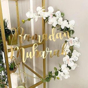 Party Decoration 1 Set DIY 10-40cm Iron Metal Ring Wooden Crafts Garland Flowers For Eid Mubarak Ramadan Gift Wedding Home Decor