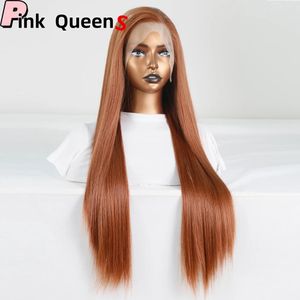 Moda 13 * 4 Cabelo Sintético Peruca Dianteira Do Laço Sem Cola Resistente Ao Calor Fibra Cabelo Natural Linha Fina Separação Livre Mulheres Longo Reto Coreano Cabelo De Fibra De Alta Temperatura