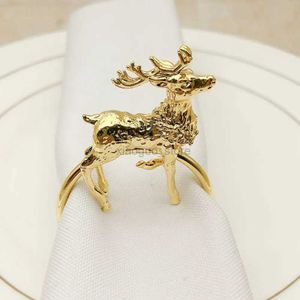 Towel Rings 6Pcs/Set Cute Deer Shape Napkin Ring Exquisite Anti-fade Alloy Napkin Holder Towel Rings Hotel Christmas Wedding Accessories 240321