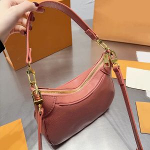 AAA Crossbody Schulter -Unterarmtaschen Crescent Mondtaschen Frau Croissant Handtaschen Totes kleines Geldbeutel echtes Leder weiße Blume Gold Hardware