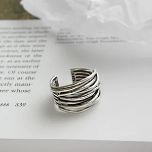Обручальные кольца корейская личность Геометрические цепи кольцо для женщины серебряной цвето