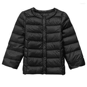 Down Coat Autumn and Winter Thin Children's Jacket Baby Inner Wearing Boy's Girls Short Collarless Long Sleeve Feather 036