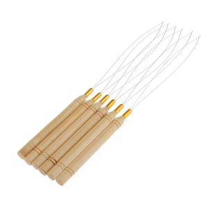 Needles 50pcs/Lot ,Wooden Handle Pulling Loop Needle Hair Extensions,Hair Extension Tools+Free shipping