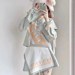 ワークドレスkawaii girl2ピースセット日本のTシャツロリータかわいいトップスデザインミニスカート