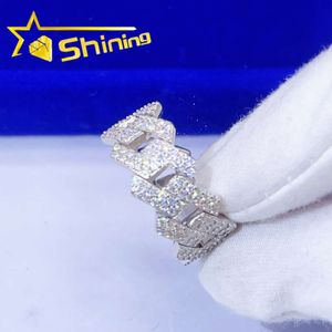 Designer smycken Hot Selling VVS Wholesale Price Sterling Silver S925 Fashion Cuban Link Design Hip Hop Iced Out D-VVS Moissanite Diamond Men Ring