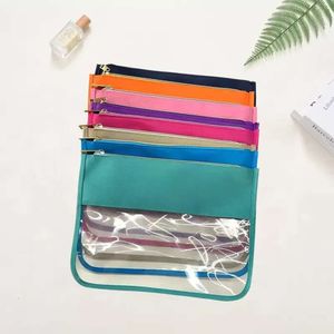 With Clear Waterproof Zipper Cosmetic Transparent Nylon Makeup Bags Portable Travel Toiletry Pouch Pencil Case