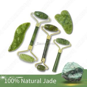 Face Massager Natural Jade Roll Guasha Facial Massager used for facial care beauty and health care and health massage tools 240321