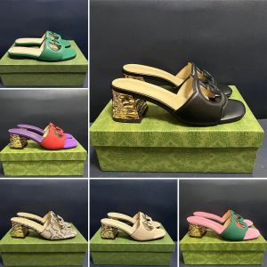 Hochwertige Designer-Slides, Hausschuhe, Strand, flache Sandale, Luxus-Sommer-Damenleder, hoher Absatz, geprägte Ledersandalen, Schlangenleder, Innen-Designer-Schuhe für Zuhause