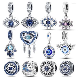 Loose Gemstones Qikaola Genuine S925 Sterling Silver Demon Eye Charm Fit Bracelet DIY Beads Fashion For Women Jewelry Gift