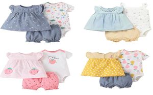 3枚のベビーガールズの服セット夏の綿のボディソットプロップショートスーパーかわいいソフトビューズキッズ服の衣装M151BB4159329