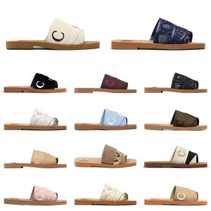 Sandali di lusso Woody cloe Mule Scivoli piatti Pantofole di tela di design Donna Lettera sandalo pantofola scarpe casual fondo spesso rete rossa infradito piatte estive da donna