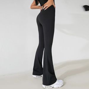 AL Leggings LL-2024 GROOVE Flared Wide Leg New Naked Women High Waist Hip Lift Slimming Sports Pants Fiess Leisure Dance Yoga Clothes