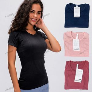 Luu Women Yoga Shirt T-shirts Kvinnors T-shirt Högelastisk andningsbar körning Topp Snabbtorkning Sömlös kortärmad sportcyklande Gymkläder