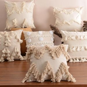 Pillow Boho Style Cover Plush With Tassels Cute Circle Moroccan Case Macrame Home Sofa Decorative Drop Shippng