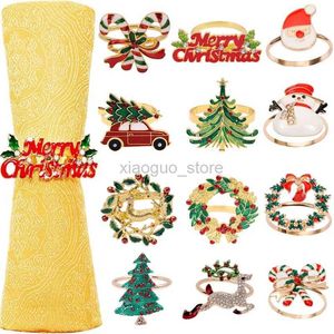 Towel Rings Christmas Napkin Rings Gold Zinc Alloy Bling Napkin Buckle for Christmas Wedding Table Party Decoration New Year Napkin Holder 240321