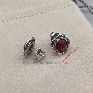 Vintage Stud Luxury Silver Earrings For Women Colorful Cz Red Crystal Twisted Ear Wedding designer jewelry earrings Gift Earring