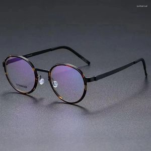Оправа для солнцезащитных очков, Дания, круглые очки из чистого титана, оправа для очков для мужчин и женщин, безвинтовые сверхлегкие оптические очки, линзы для близорукости 9752