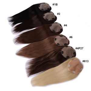 Toppers 15x16cm mão amarrada base de seda remy clipe real na peruca de cabelo humano toppers para mulheres topper com desbaste russo extensão do cabelo humano