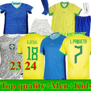 24 25 Brazils Soccer Jersey NEYMAR JR Brasil CASEMIRO Seleção Nacional Home Away Mulheres Homens Crianças L.PAQUETA T.SILVA PELE MARCELO VINI JR Camisa de Futebol Uniforme