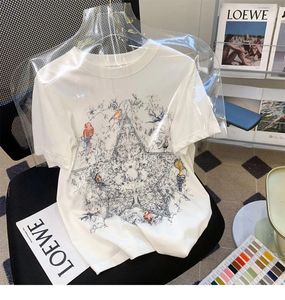 Women's T Shirts Op0952 Fashion Women Tops & Tees 2024 Runway Luxury European Design Party Style T-Shirts Clothing