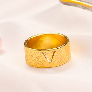 Anel de designer de moda simples banhado a ouro 18K para mulheres Anel de letras duplas Designers Anéis Carta Anel de festa de casamento presente joias