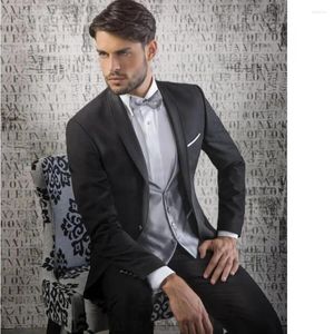 Abiti da uomo Vendita uomo Smoking nero da sposo Scialle Risvolto Matrimonio Natale Prom Cena Blazer Pantaloni (Giacca Pantaloni Gilet Cravatta)