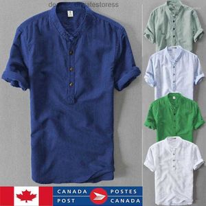 Mens T Shirts CA Summer Linen Casual T-Shirts Comfy Short Sleeve Shirt Loose O-Neck Top Men Clothing