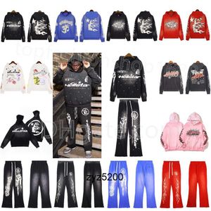 Designer Hellstar Hoodie Mens Moletons High Street Sports Hoodie Hellstars American Retro Mud Imprimir Y2K Com Capuz Solto Hip Hop Hoody e Calças Flared