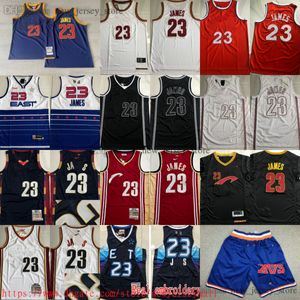 Классический ретро Lebron Authentic Embroidery 2015-16 Basketball 23 James Jersey Vintage White 2008-09 Real Stitch Breathable Sport All-Star 2009 Трикотажные изделия Just Don Short