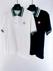 Casablan Men Designer Polo Solid Color Mens Polo koszulki Summer Lapel Tee Wysokiej jakości haft litera męskie sport