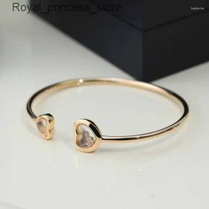 Braccialetti con ciondoli Braccialetto Moda Colore oro rosa Cuore d'amore Cubic Zirconia Pietre Aperte Gioielli per feste da donna Regalo di alta qualità Q240321