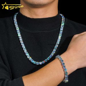 Designer di vendita caldo Hip Hop S925 VVS Nuovo arrivo Argento sterling 925 ghiacciato Oro bianco Passaggio Diamante Tester Rapper Gioielli 8MM Topazio Moissanite Catena da tennis