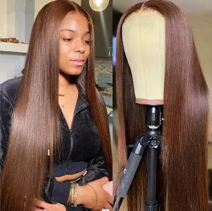 360 Glueless 13x4 HD Full Lace Frontal Perücken für Frauen Glueless farbige synthetische Perücke Preplucked Lace Glueless Synthetic Wig Brasilianische Glueless Redd Brown