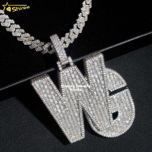 Designer smycken Hot Selling S925 VVS Custom High-End Hip Hop Style 925 Sterling Silver Name Letter Initial Fullt Iced Out Moissanite Diamond Pendant