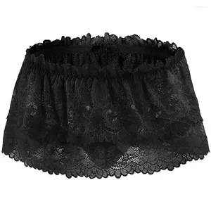 Mutande Uomo Adulto Frilly Pizzo Increspato Crossdress Sissy Mutandine Cameriera Slip Intimo Lingerie Mutandine Vedere attraverso l'orlo Minigonna